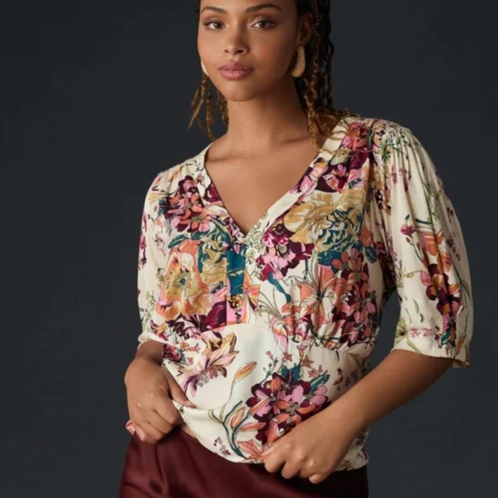 Anthropologie Floral Tiny Adelaide Top Size Medium